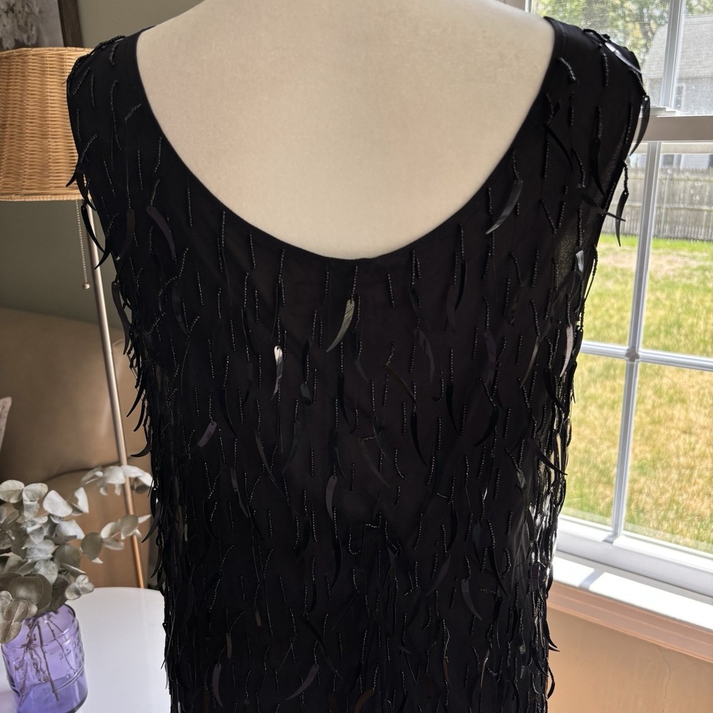 Vintage Vivienne Tam Beaded Paillette Fringe Dress Black Size 2 Flapper Art Deco - Picture 9 of 16